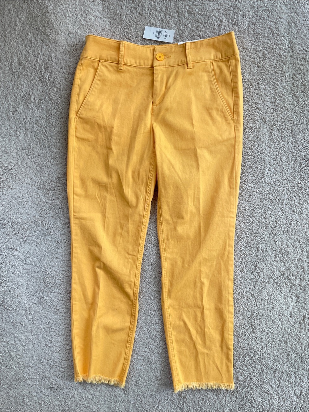 LOFT Outlet Yellow Curvy Girlfriend Chino Skinny Straight Mid Rise Jeans Size 0